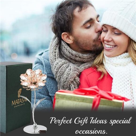 Masterpiece Metal Sunflower -Chrome & Rose Gold Plated Crystal Studded Sunflower - Picture 7 of 7